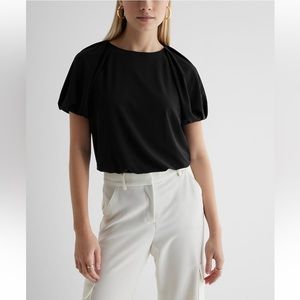 Crew Neck Puff Sleeve Bodysuit